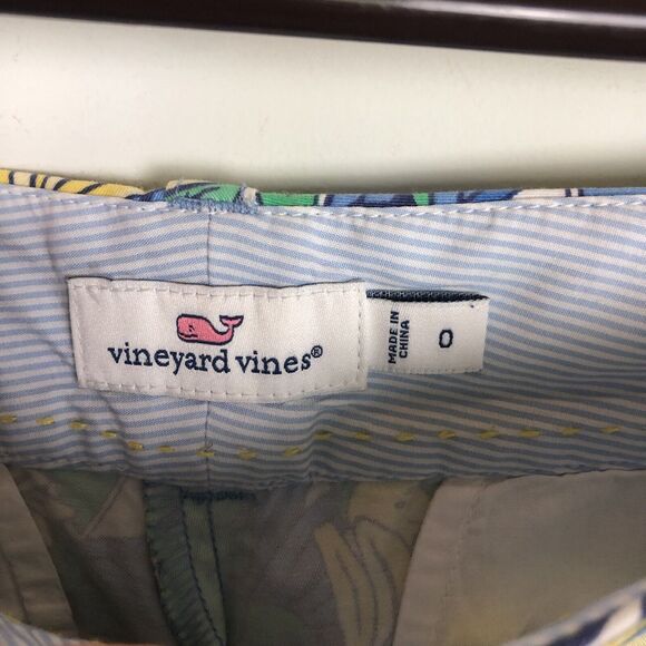 Vineyard Vines Toucan Print Banana Green Blue Chino Shorts Women's Size 0 - Picture 5 of 6